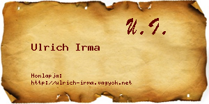 Ulrich Irma névjegykártya