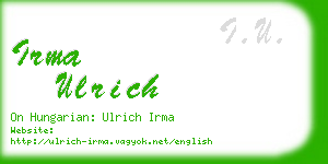irma ulrich business card